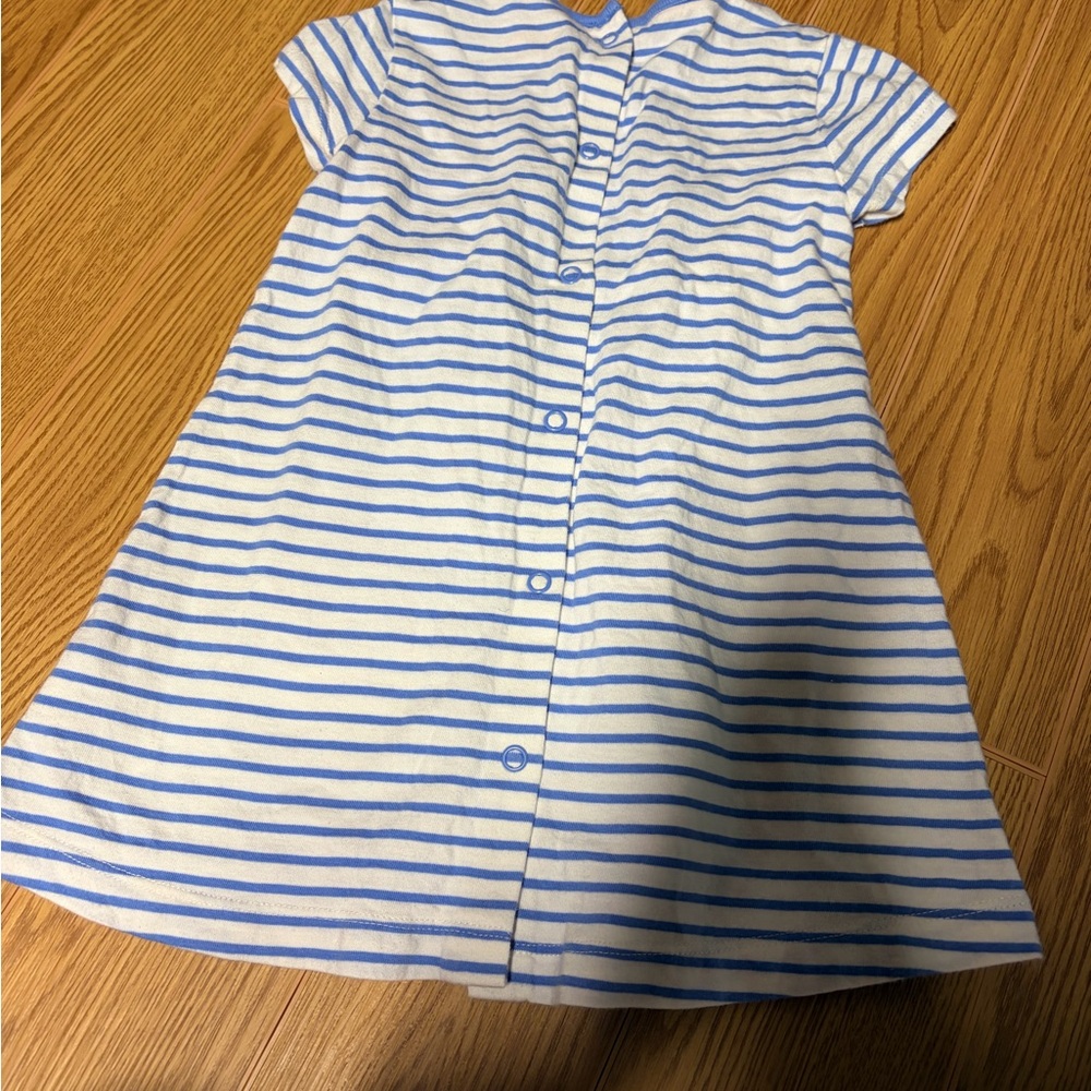 Mini Boden Striped Cotton Dress with Strawberry and Butterfly Design 12-18 Mths - Picture 3 of 3